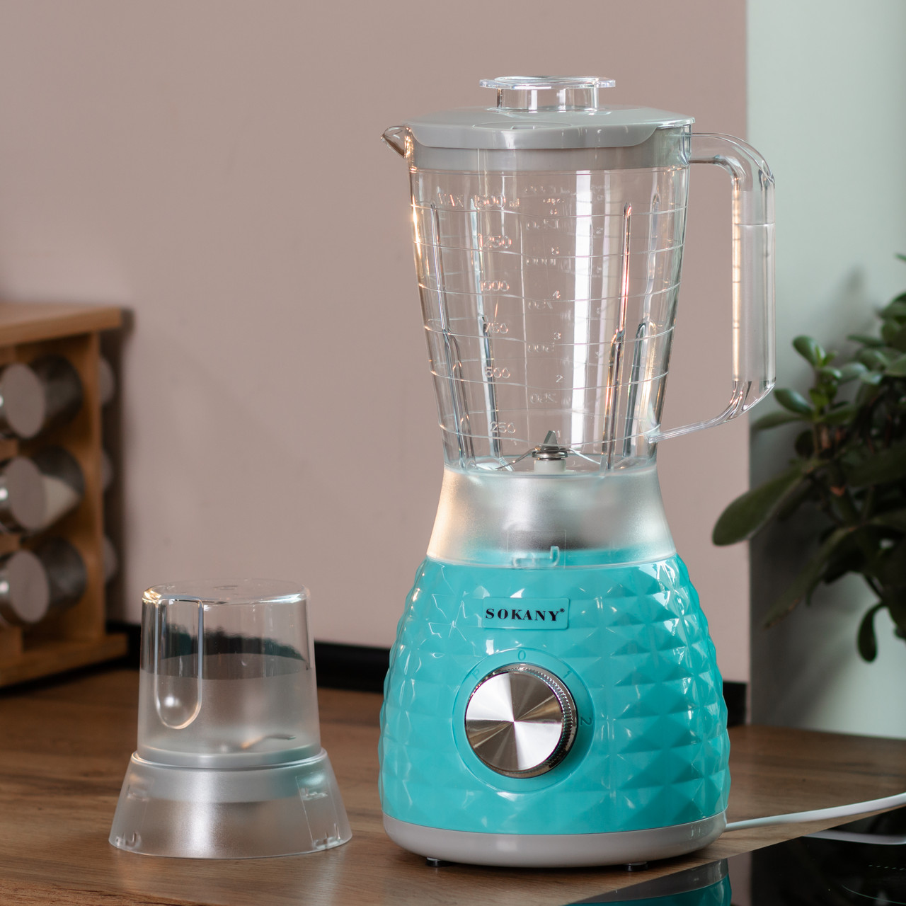 Блендер з чашею об&apos;ємом 1,5 л та кавомолкою 500 2-швидкісний Sokany