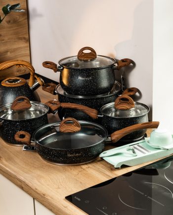 Набір посуду для приготування із нержавіючої сталі 10 предметів чорний