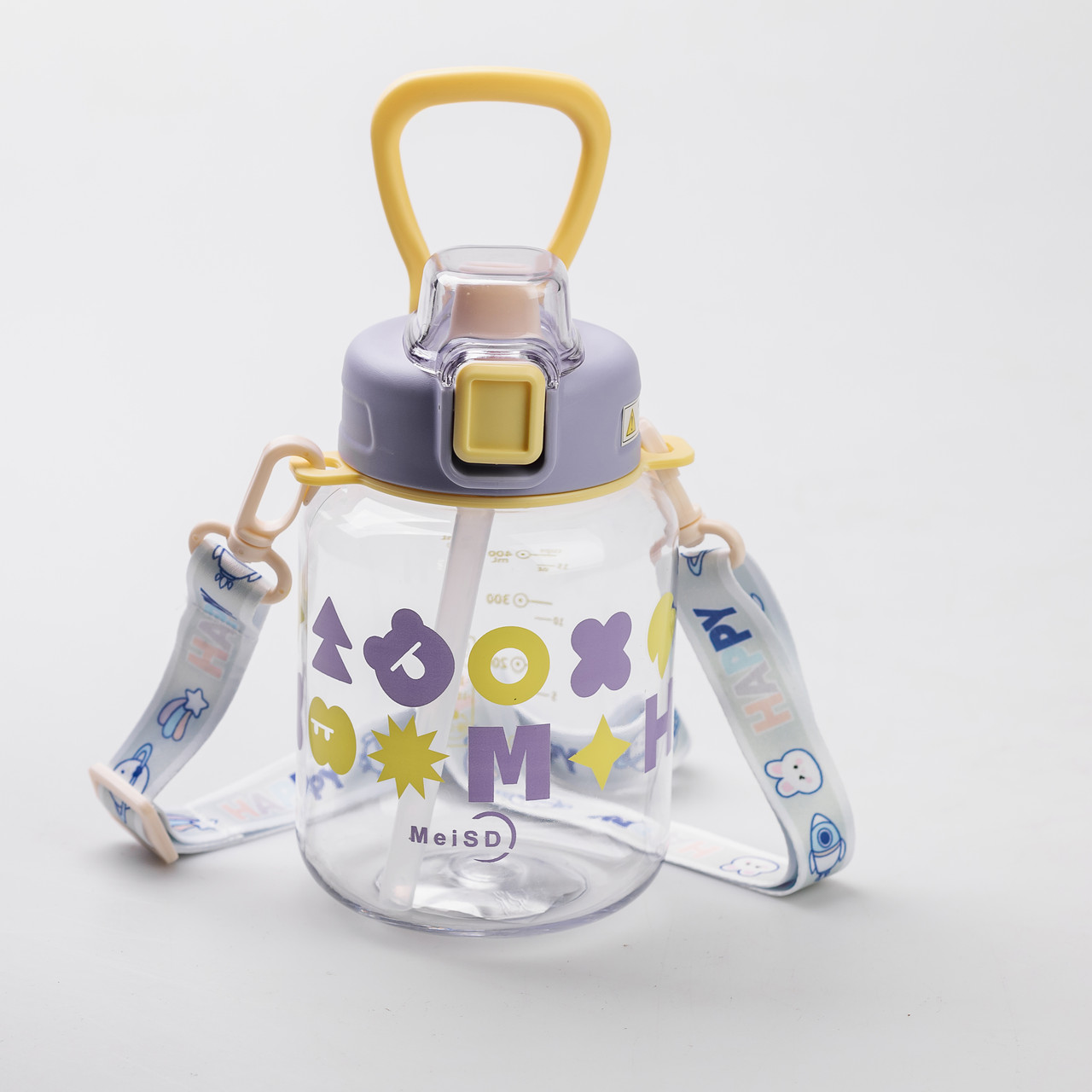 Пляшка для води Gucgres дитяча 650 мл на ремінці фіолетова