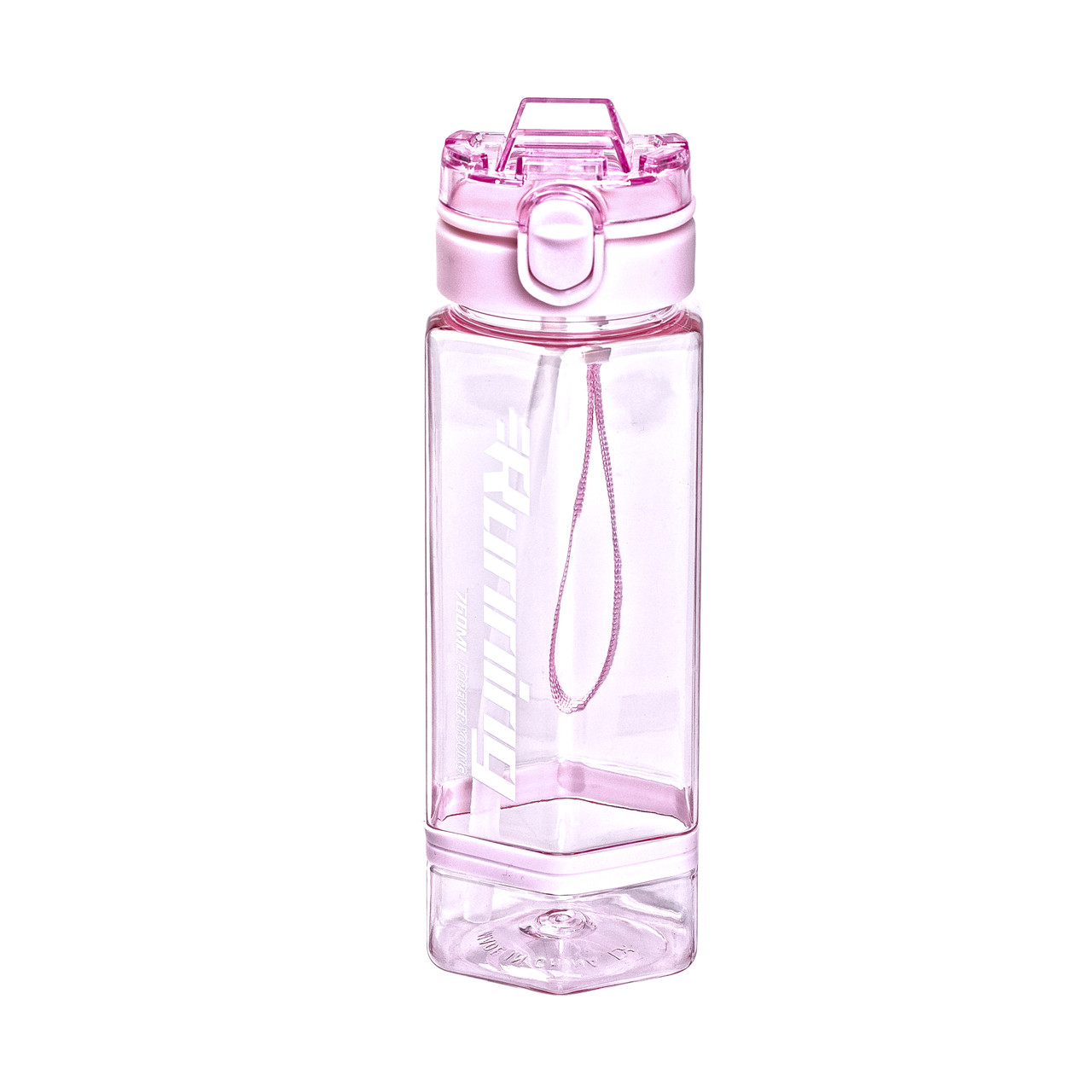 Пляшка для води 760 мл з трубочкою та наліпками рожева