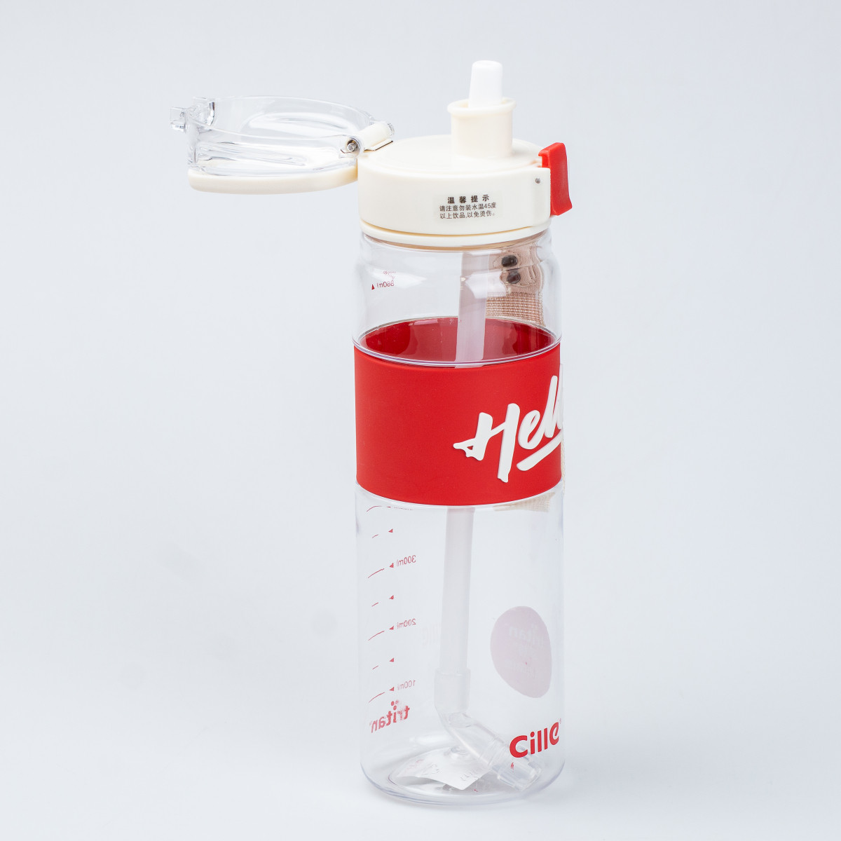 Пляшка для води 860 мл тритан з ремінцем і ручкою Червона