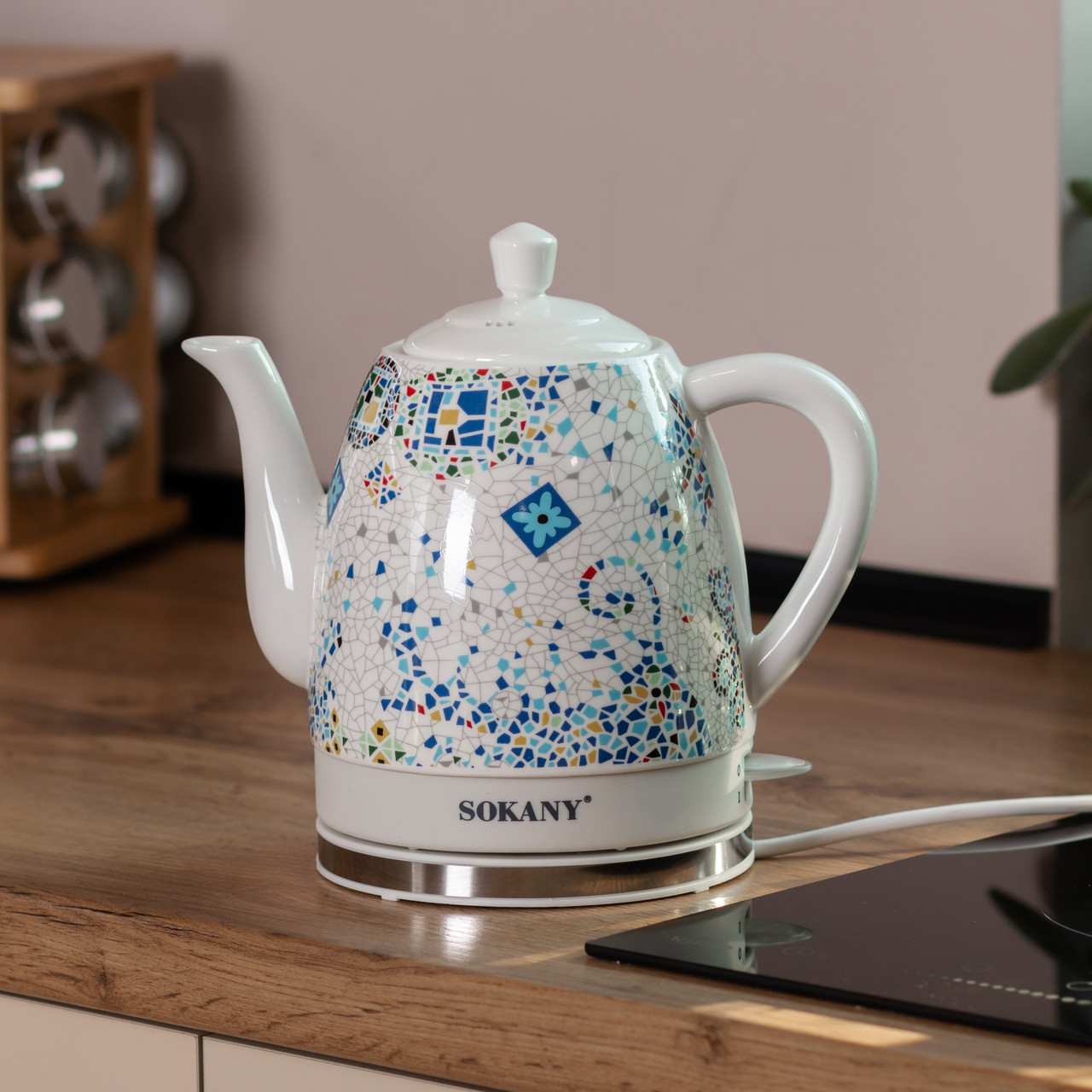 Білий електричний чайник Sokany 1,5 літра безшумний