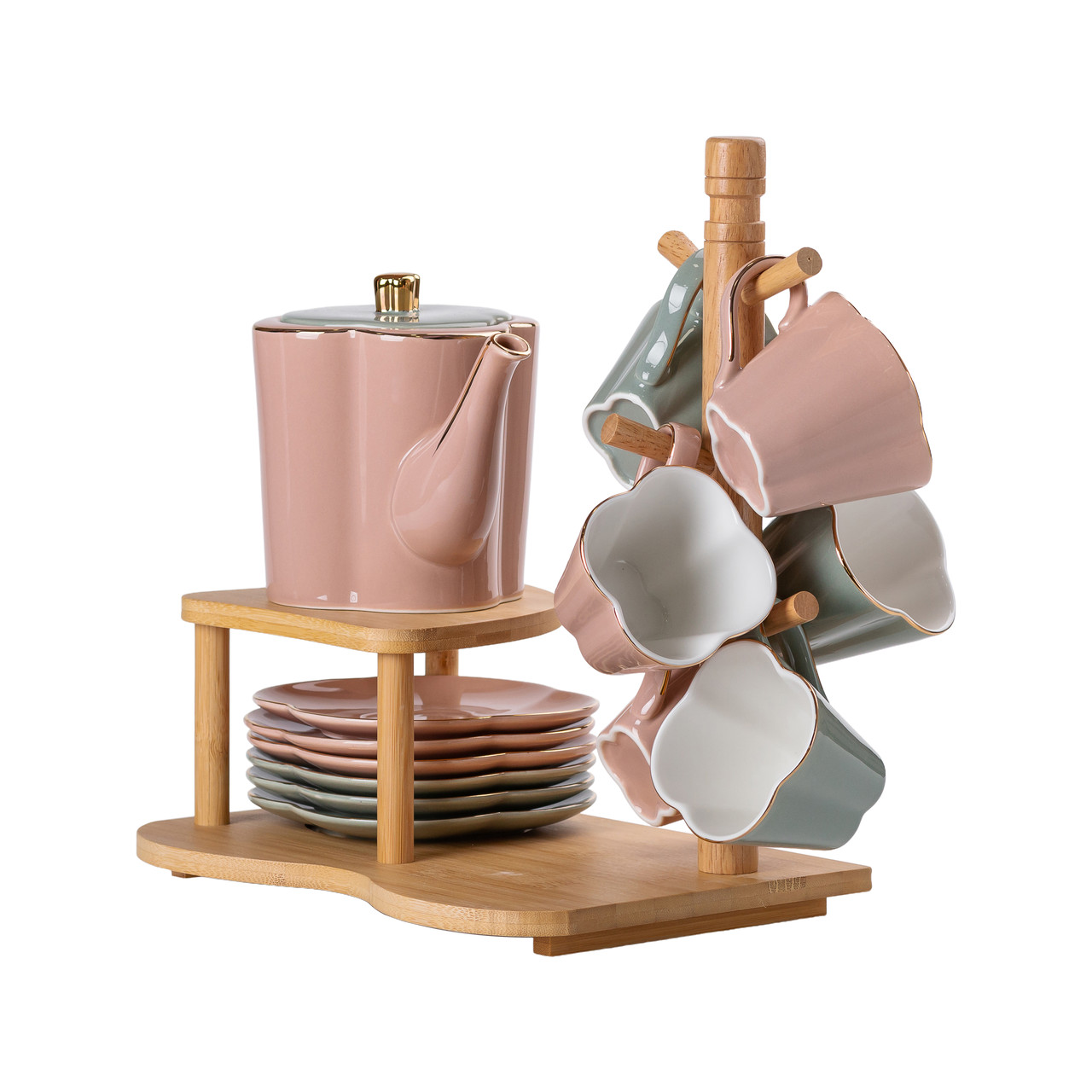 Чайний сервіз на 6 персон з бамбуковою підставкою