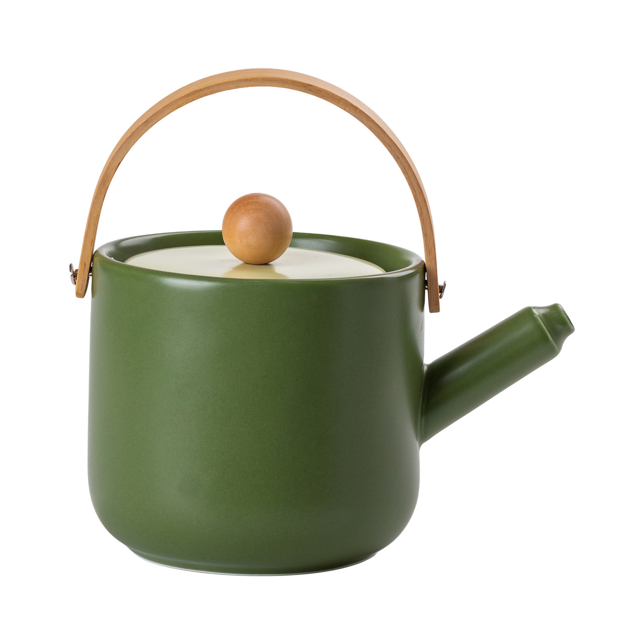 Чайний сервіз на 6 персон з бамбуковою обертовою підставкою, зелений