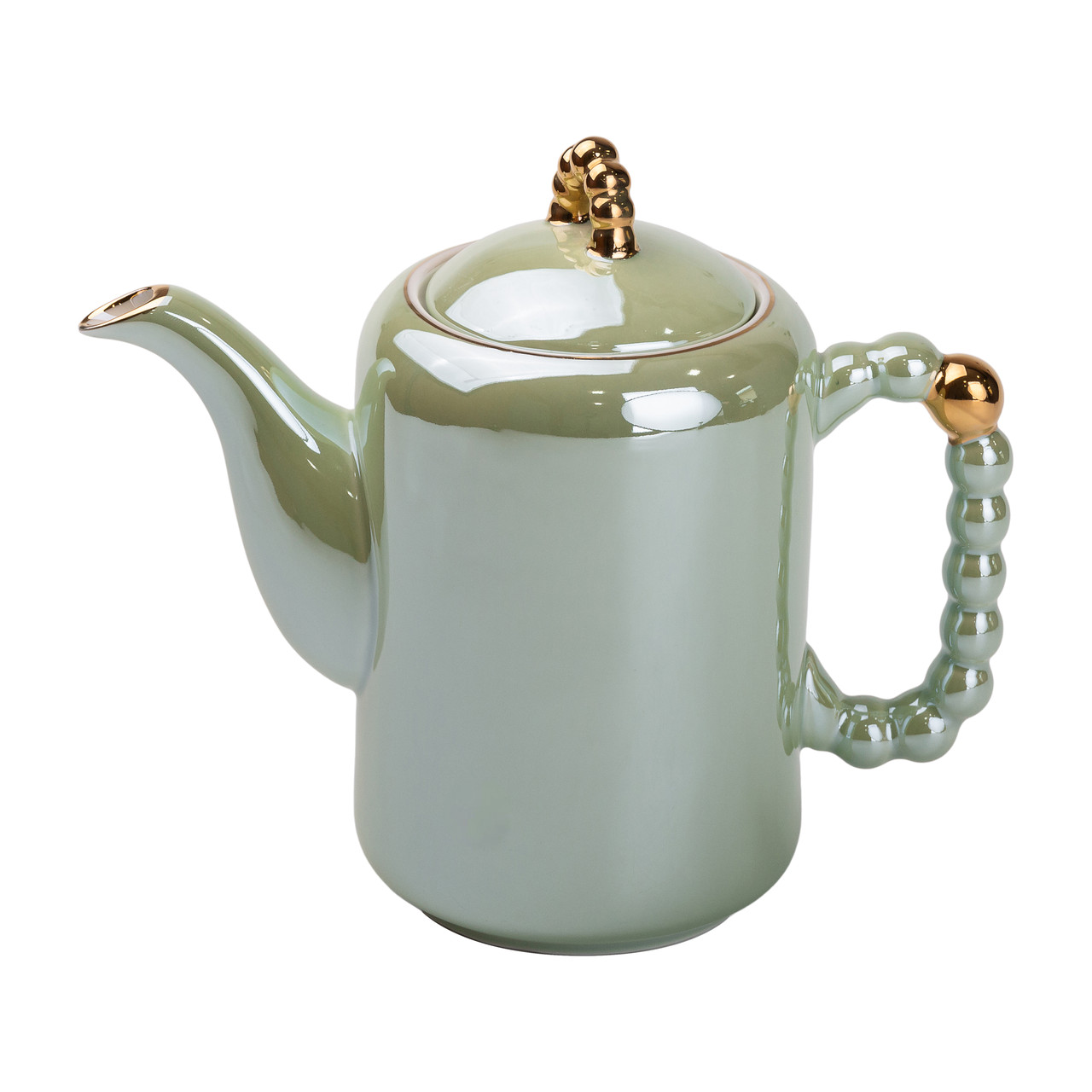 Чайний набір на 6 персон із заварювальним чайником, чайником-заварником та керамічною підставкою Зелений