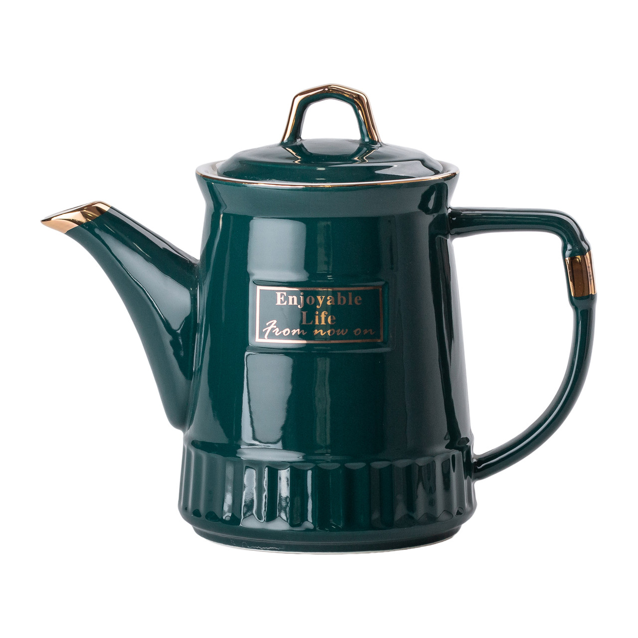 Чайний набір на 6 персон із заварювальним чайником, чайником-заварником та керамічною підставкою Зелений