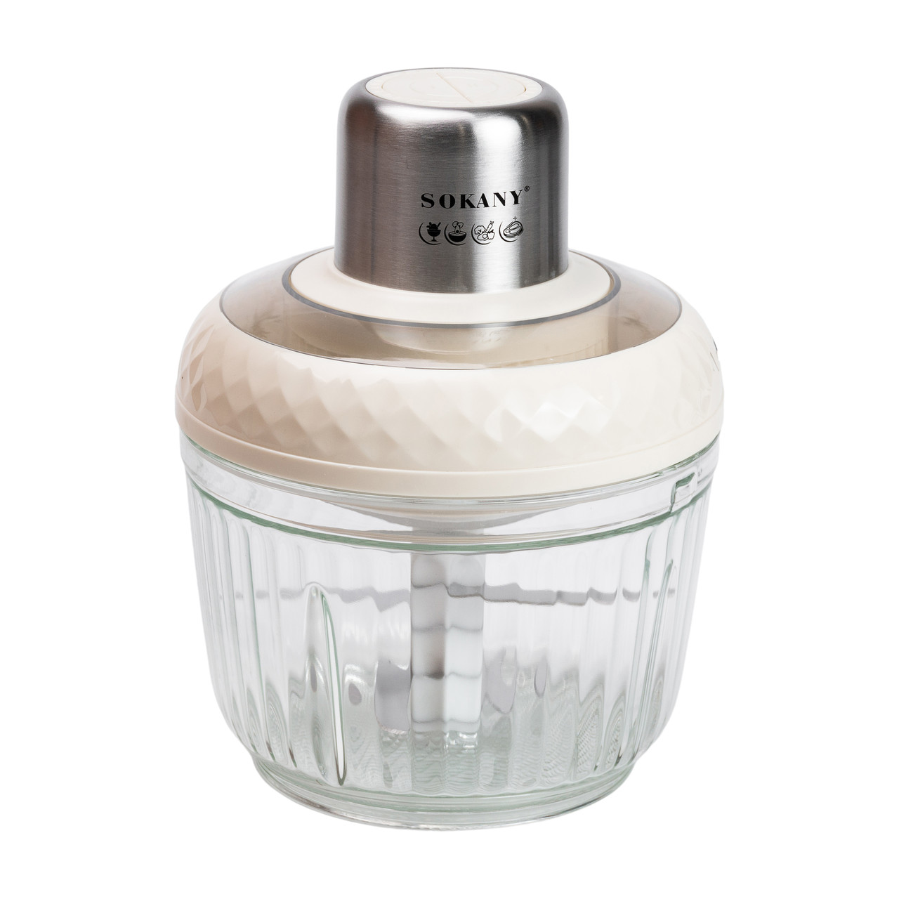 Чопер подрібнювач Sokany SKYM7032W 2в1 з чашами 0.5 і 3 літри 800 Вт Білий
