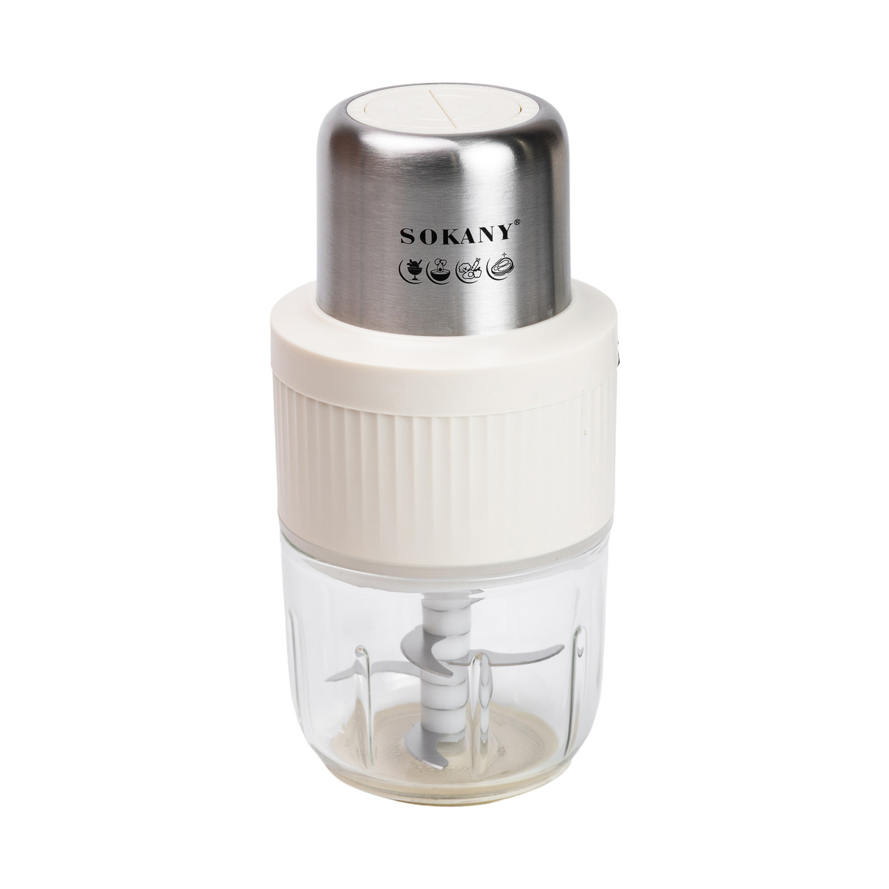 Чопер подрібнювач Sokany SKYM7032W 2в1 з чашами 0.5 і 3 літри 800 Вт Білий