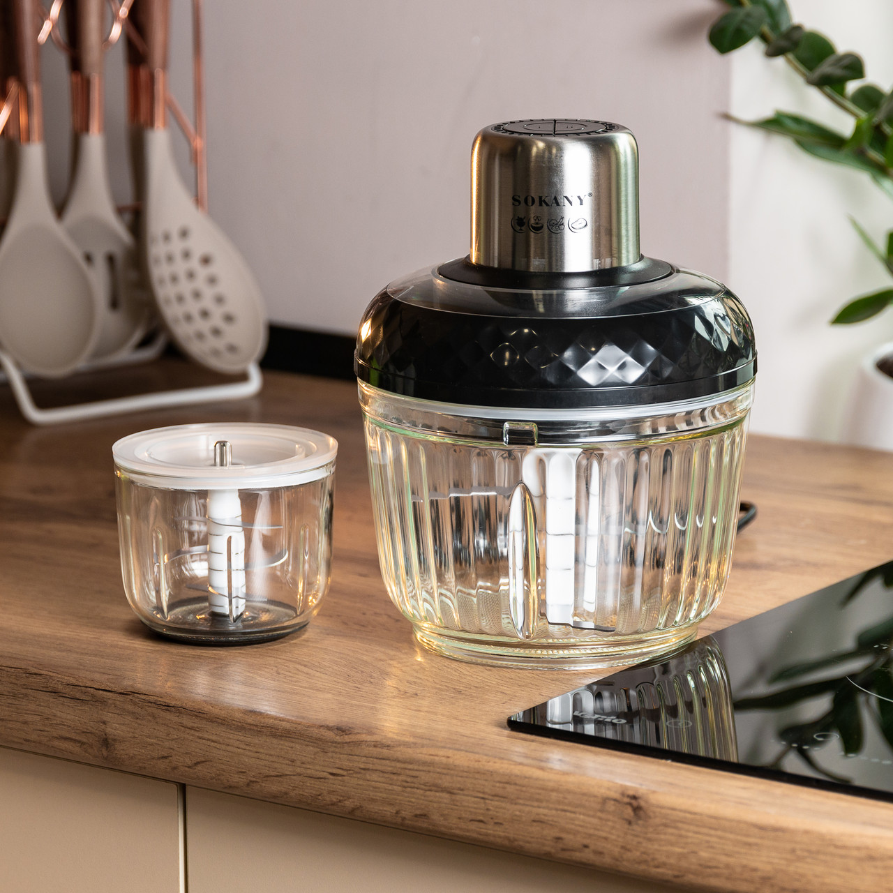 Чопер подрібнювач Sokany SKYM7032B 2в1 з чашами 0.5 і 3 літри 800 Вт