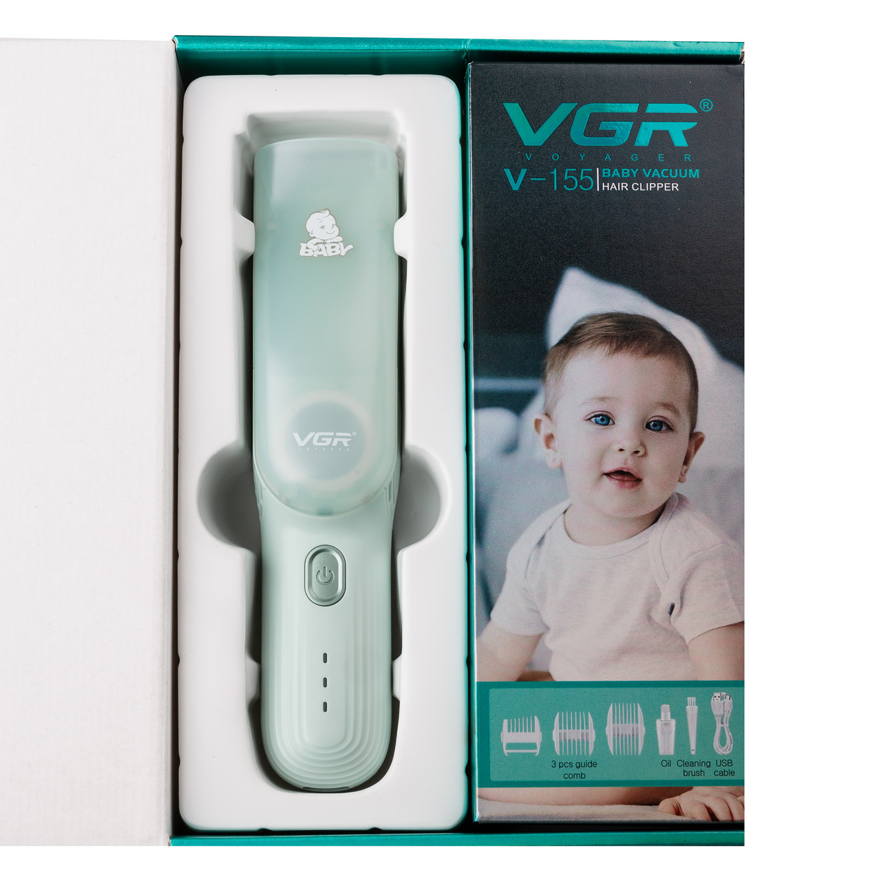 Дитяча машинка для стрижки з насадками акумуляторна безшумна VGR