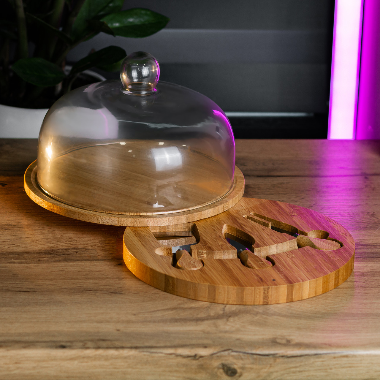 Набір для нарізання сиру Ø 25 зі скляною кришкою