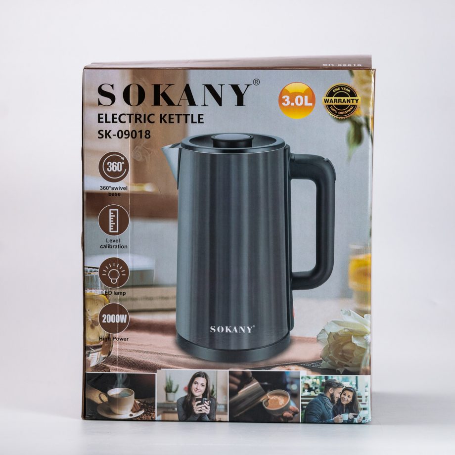 Електрочайник Sokany SK-09018 3 літри Сірий