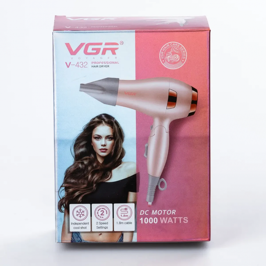 Фен для волосся VGR HPV432 з концентратором 1000 Вт Рожевий