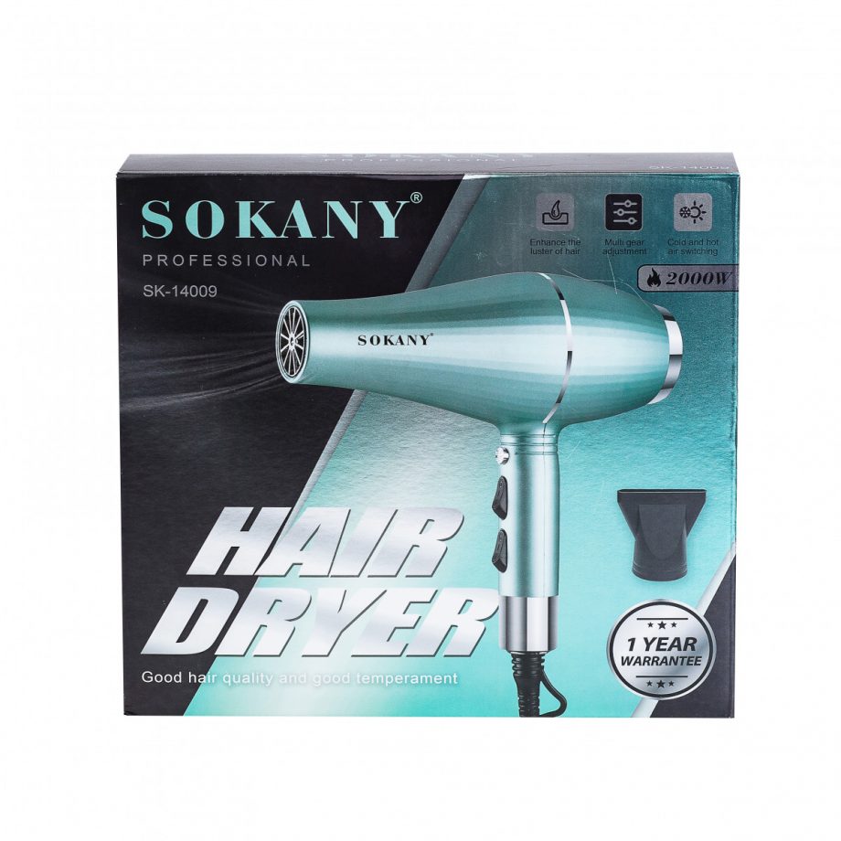 Фен для волосся Sokany SK-14009 з двома концентраторами зелений