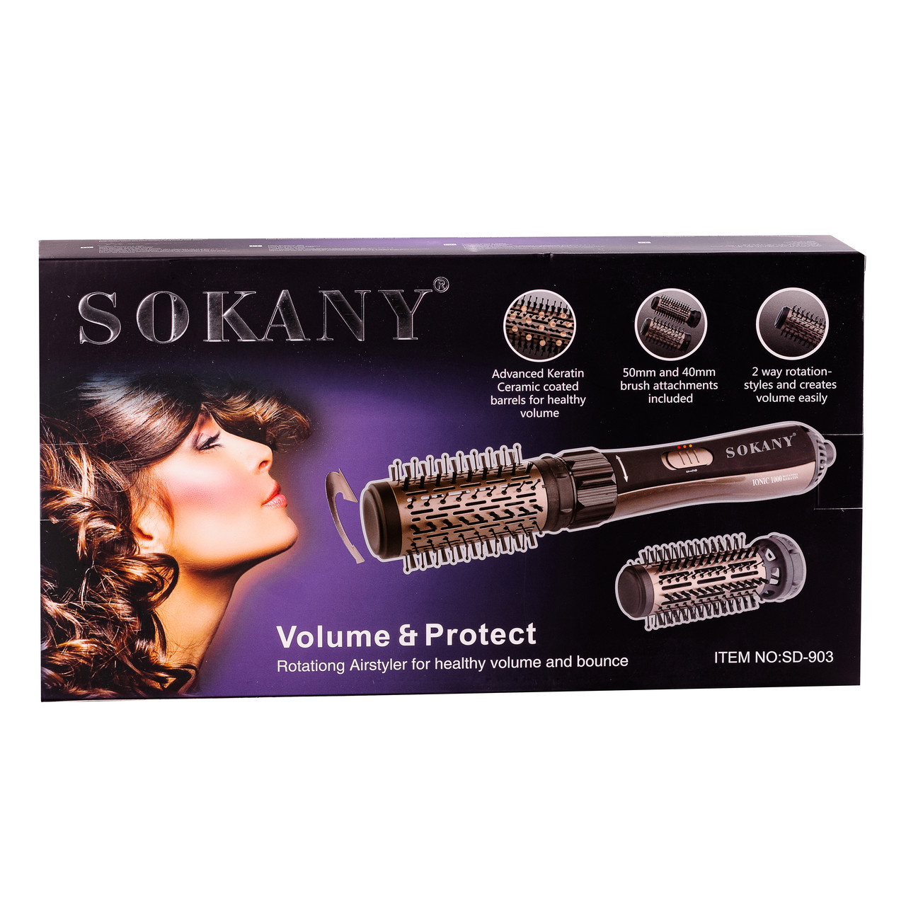Фен стайлер для волосся 2 в 1 Sokany SD903 з насадками