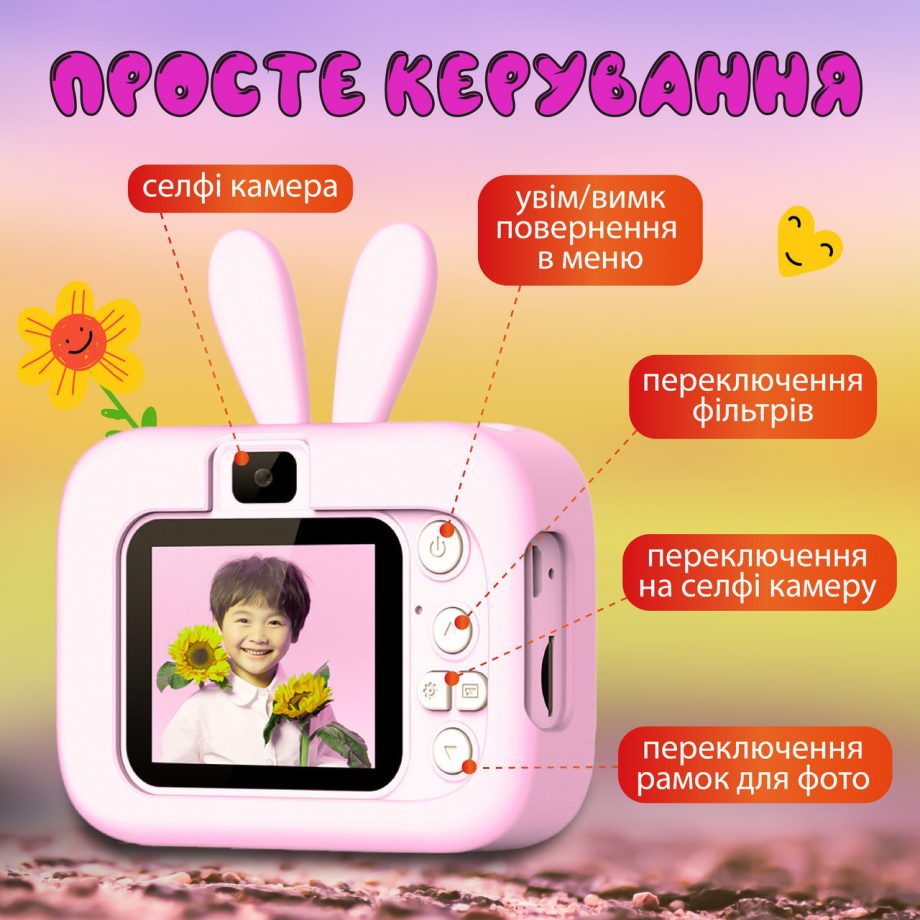 Фотоапарат дитячий міні акумуляторний з USB Розовий