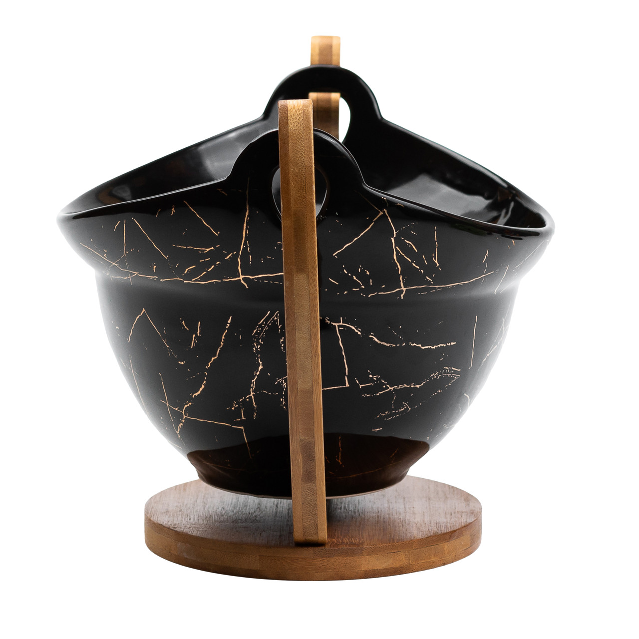 Фруктовниця керамічна 32 x 18,5 x 18 см з бамбуковою підставкою