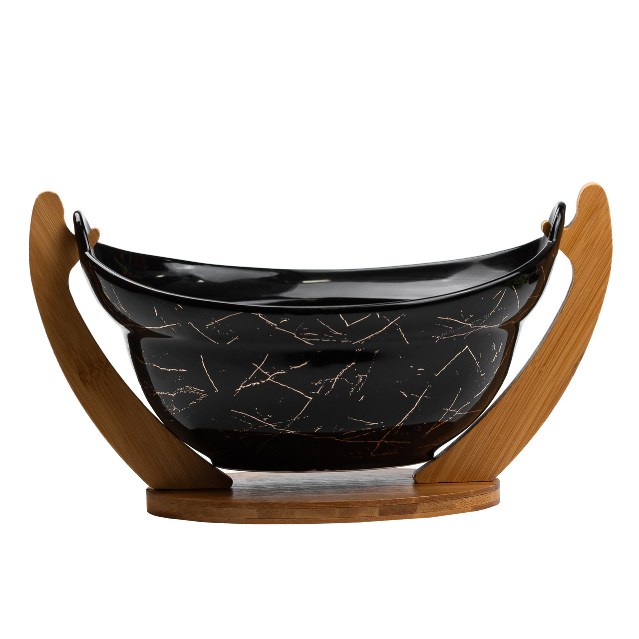 Фруктовниця керамічна 32 x 18,5 x 18 см з бамбуковою підставкою