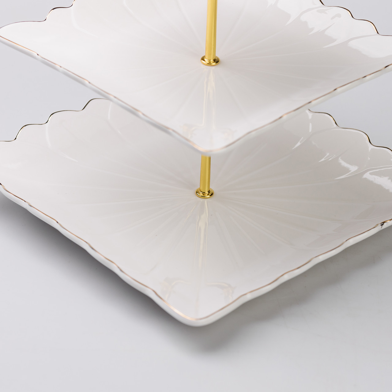 Етажерка для фруктів і десертів 3- ярусна квадратна, біла