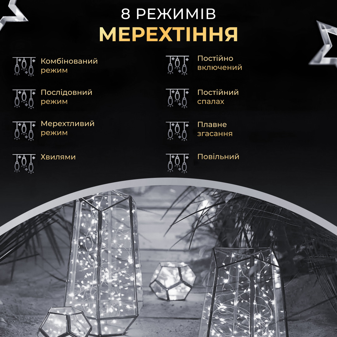 Гірлянда роса на пульті 100 метрів на 1000 led світлодіодів крапля на зеленому дроті біла