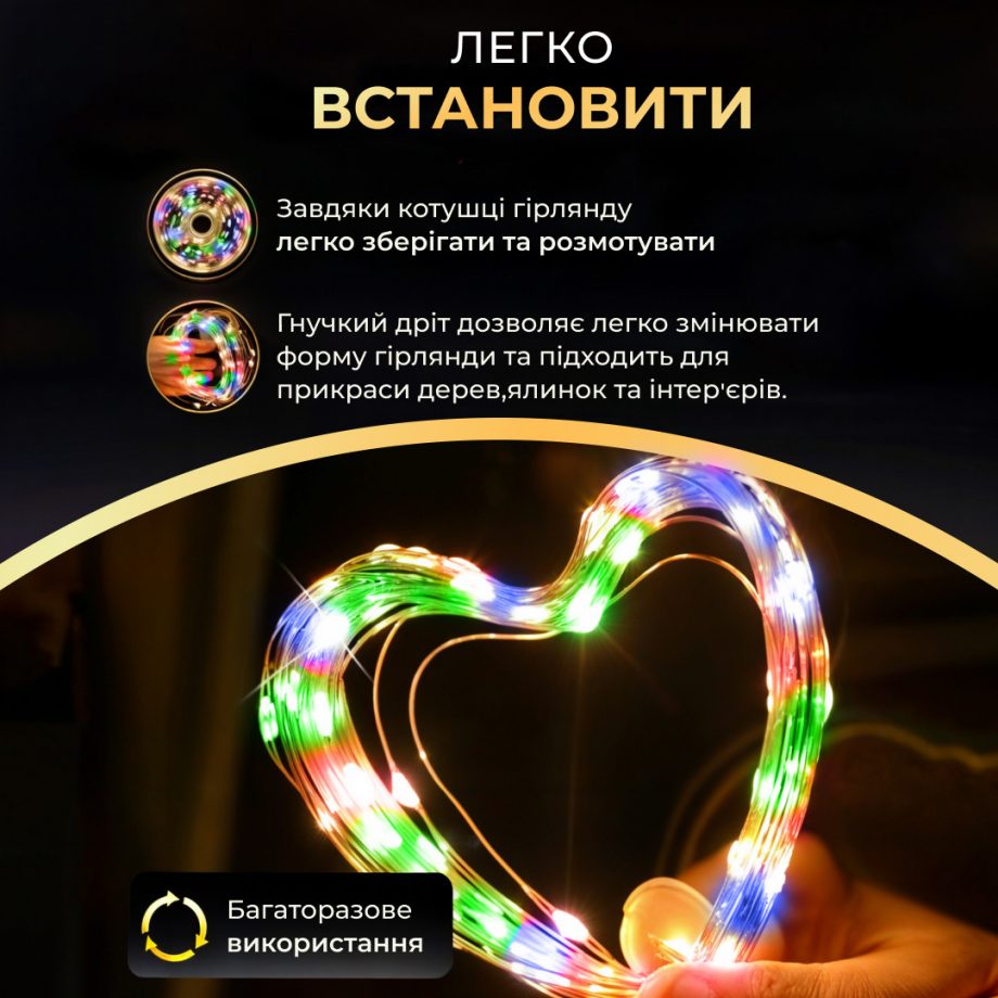 Гірлянда роса на пульті 100 метрів на 1000 led світлодіодів крапля на зеленому дроті мультиколор
