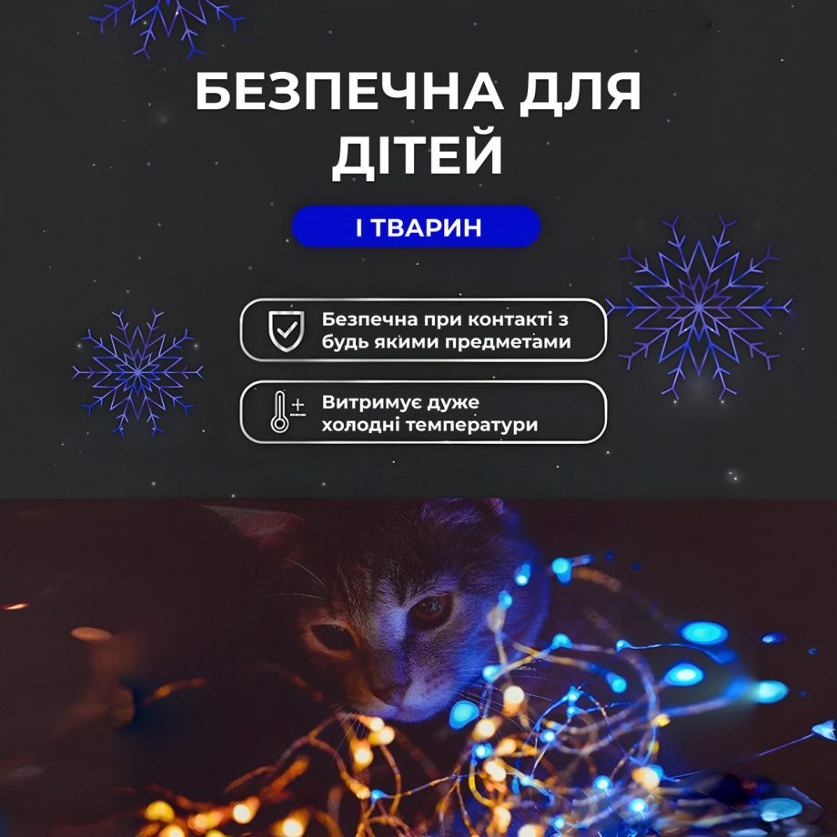 Гірлянда роса на пульті 200 метрів на 2000 led світлодіодів крапля на білому дроті синя