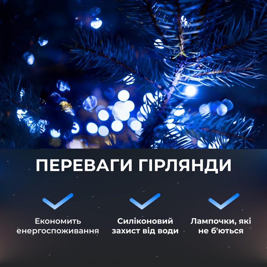 Гірлянда роса на пульті 200 метрів на 2000 led світлодіодів крапля на білому дроті синя