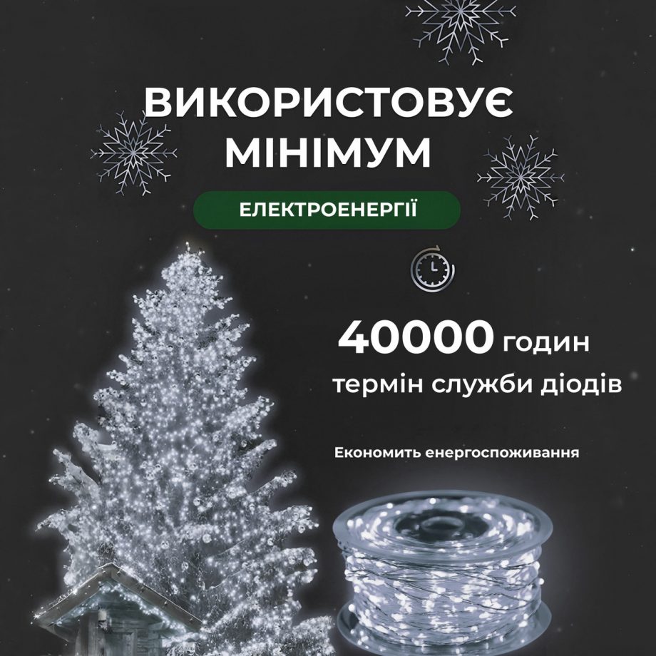 Гірлянда роса на пульті 50 метрів на 500 led світлодіодів крапля на білому дроті біла