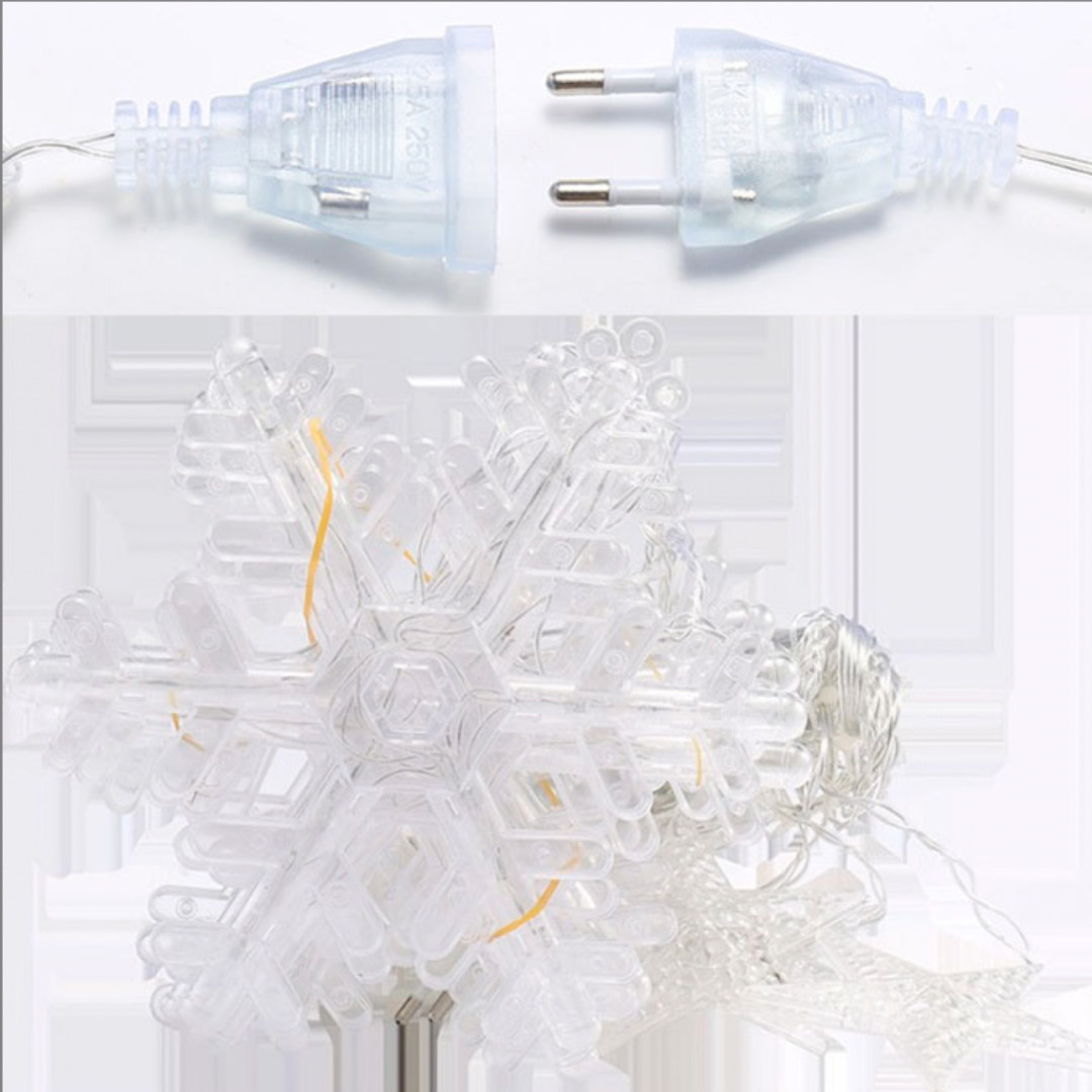 Гірлянда світлодіодна штора GarlandoPro сніжинка і зірка 12 фігур ED 3х1м гірлянда зірка