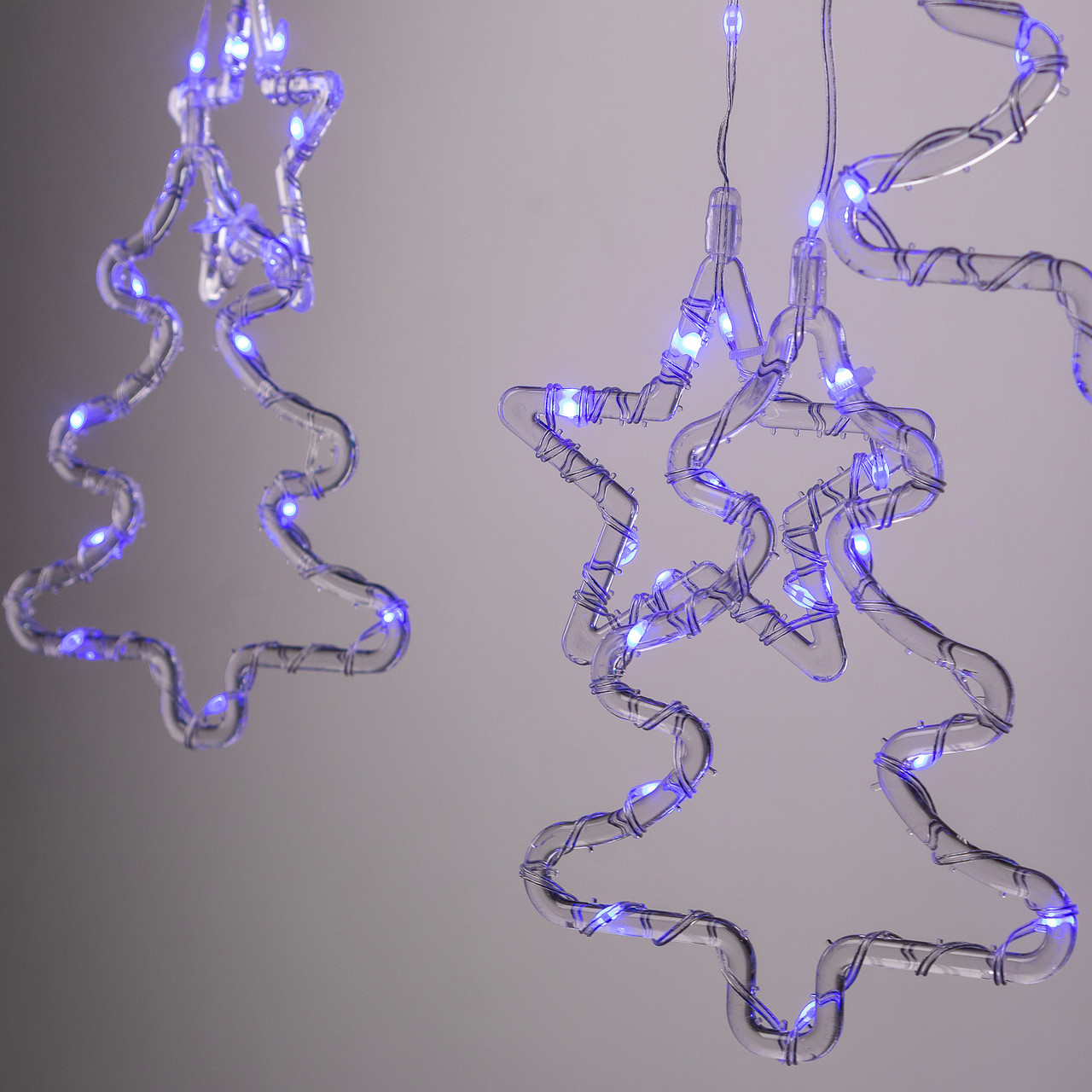 Гірлянда штора світлодіодна GarlandoPro зірка та ялинка 120LED 3х0,9 м 8 режимів Синій