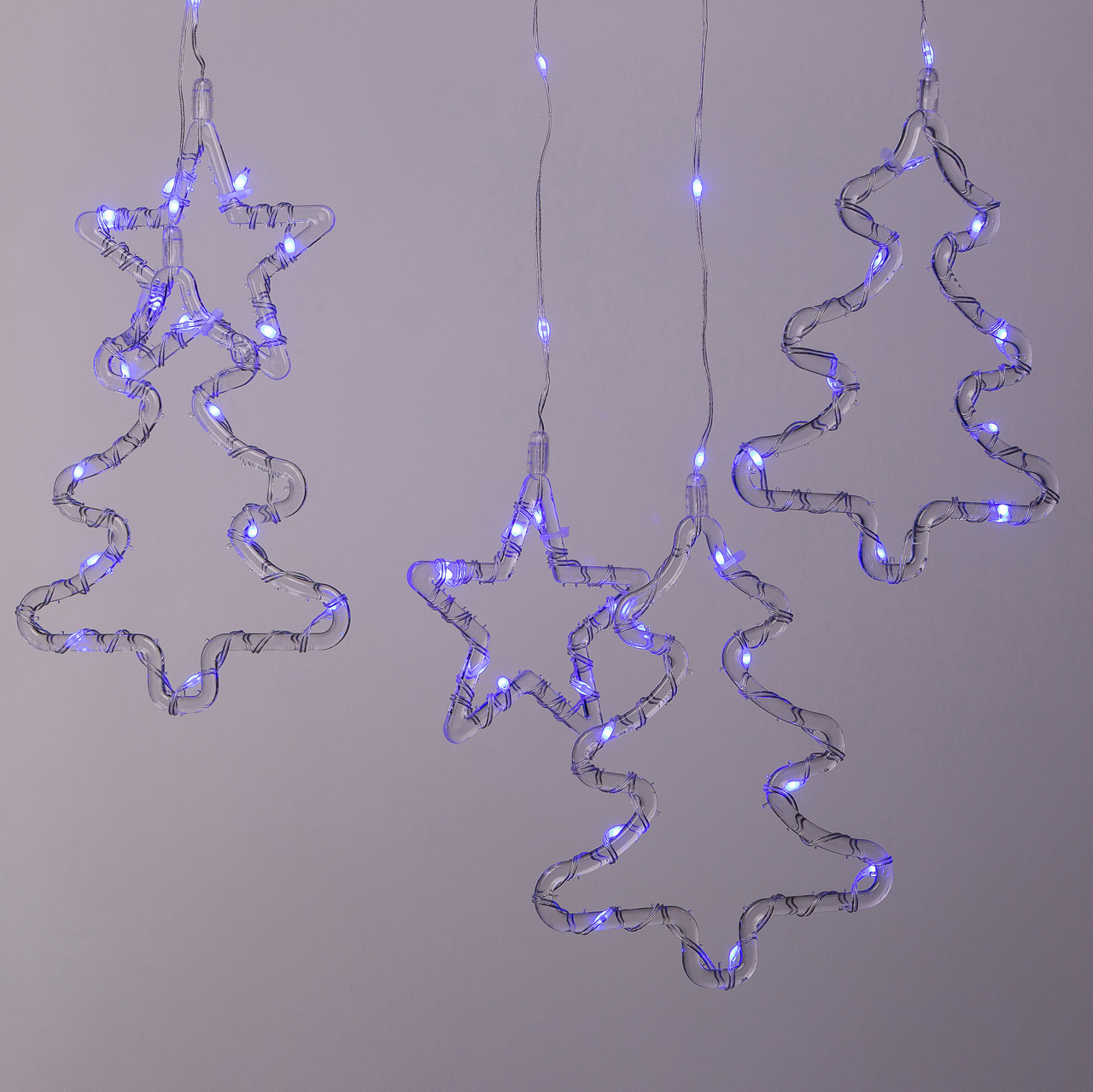 Гірлянда штора світлодіодна GarlandoPro зірка та ялинка 120LED 3х0,9 м 8 режимів Синій