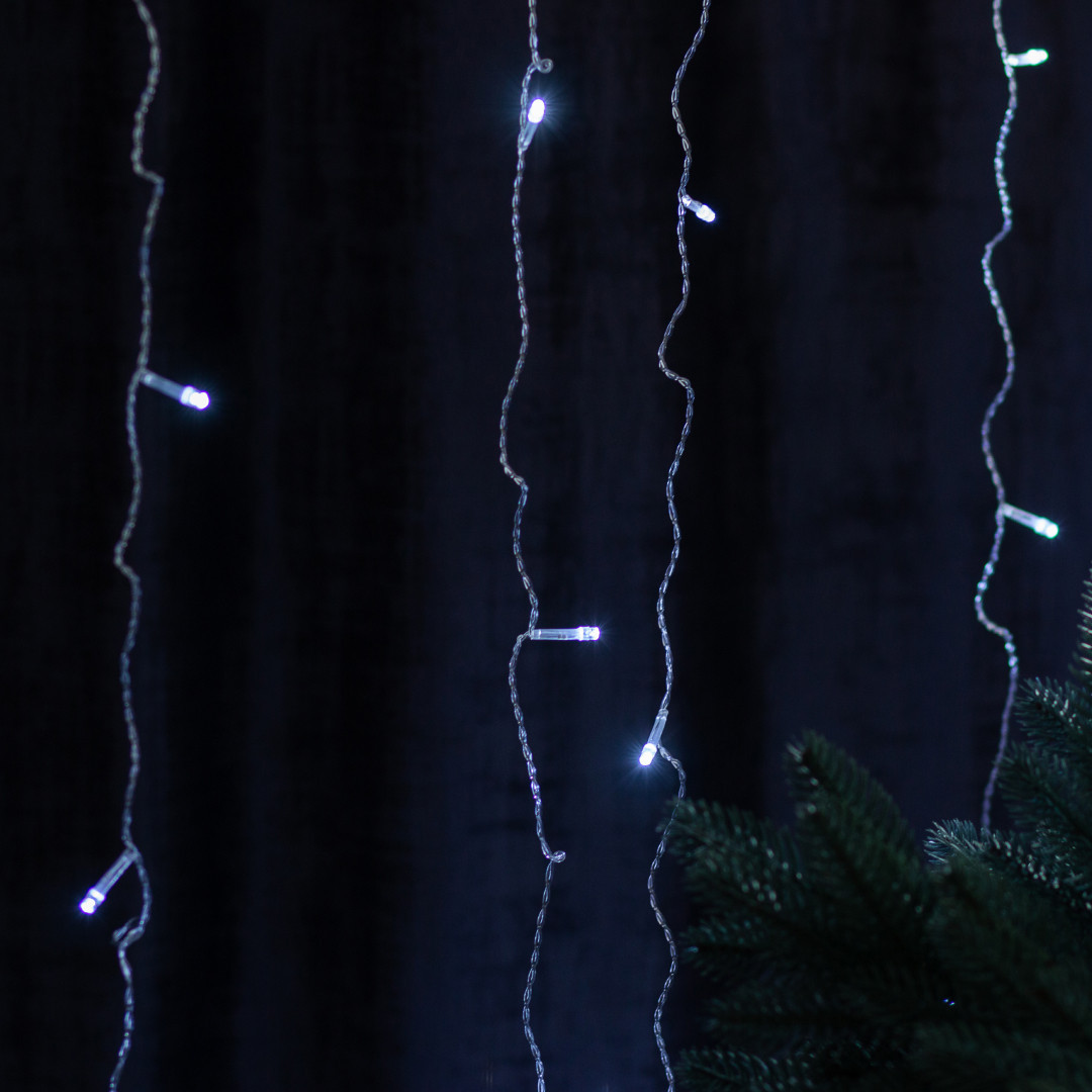 Гірлянда штора 3х2 м 144 LED світлодіодна мідний провід 16 ниток Білий