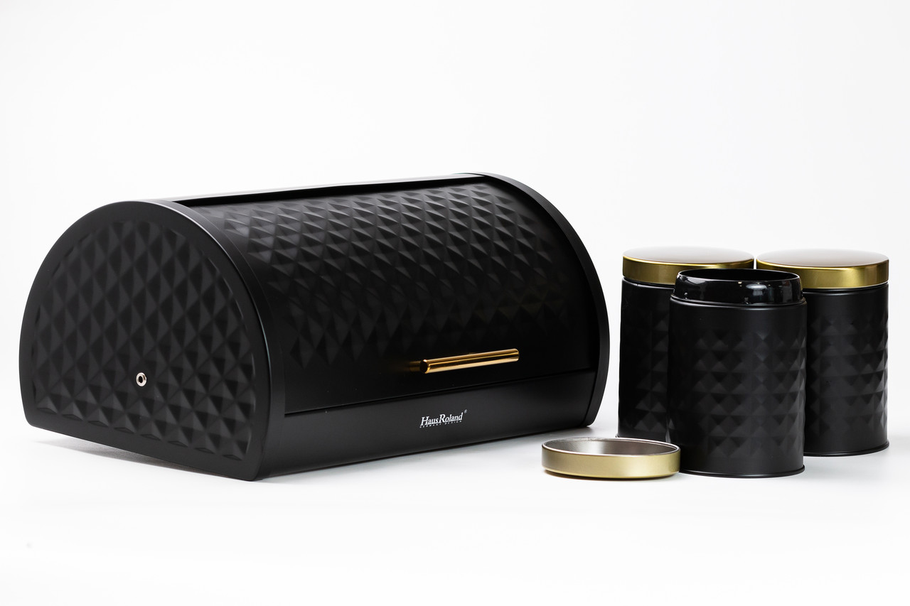 Набір для зберігання продуктів з нержавіючої сталі 4 штуки чорний