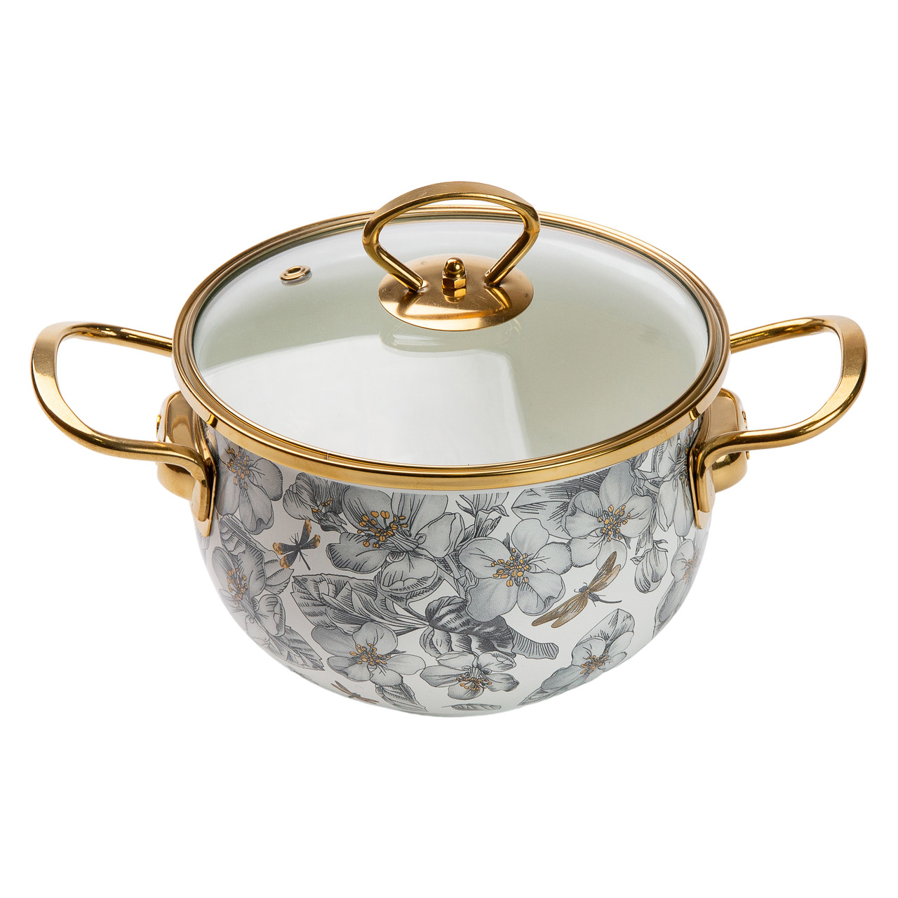 Емальована каструля об'ємом 2 літри для газових, електричних та індукційних плит