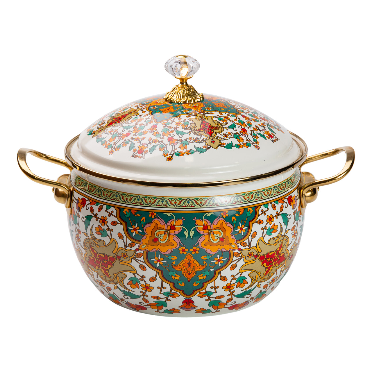 Емальована каструля 5 л у східному стилі з декоративною кришкою