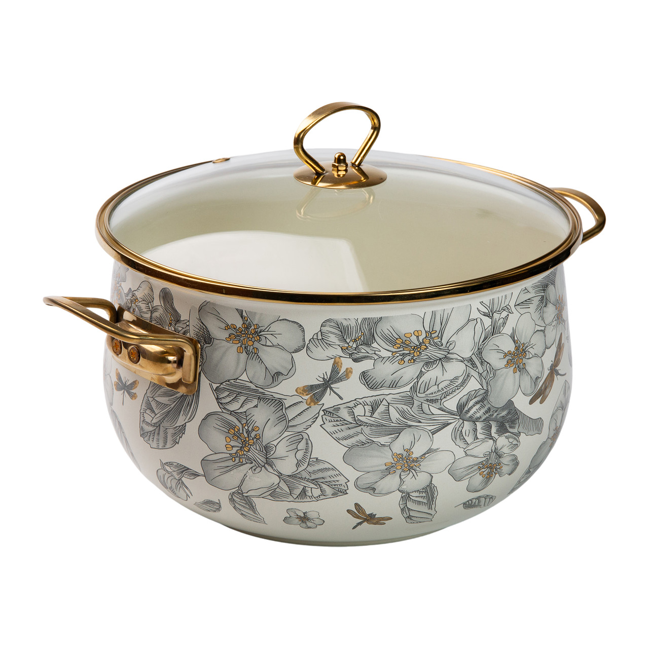 Емальована каструля об'ємом 6,5 л для газових, електричних та індукційних плит