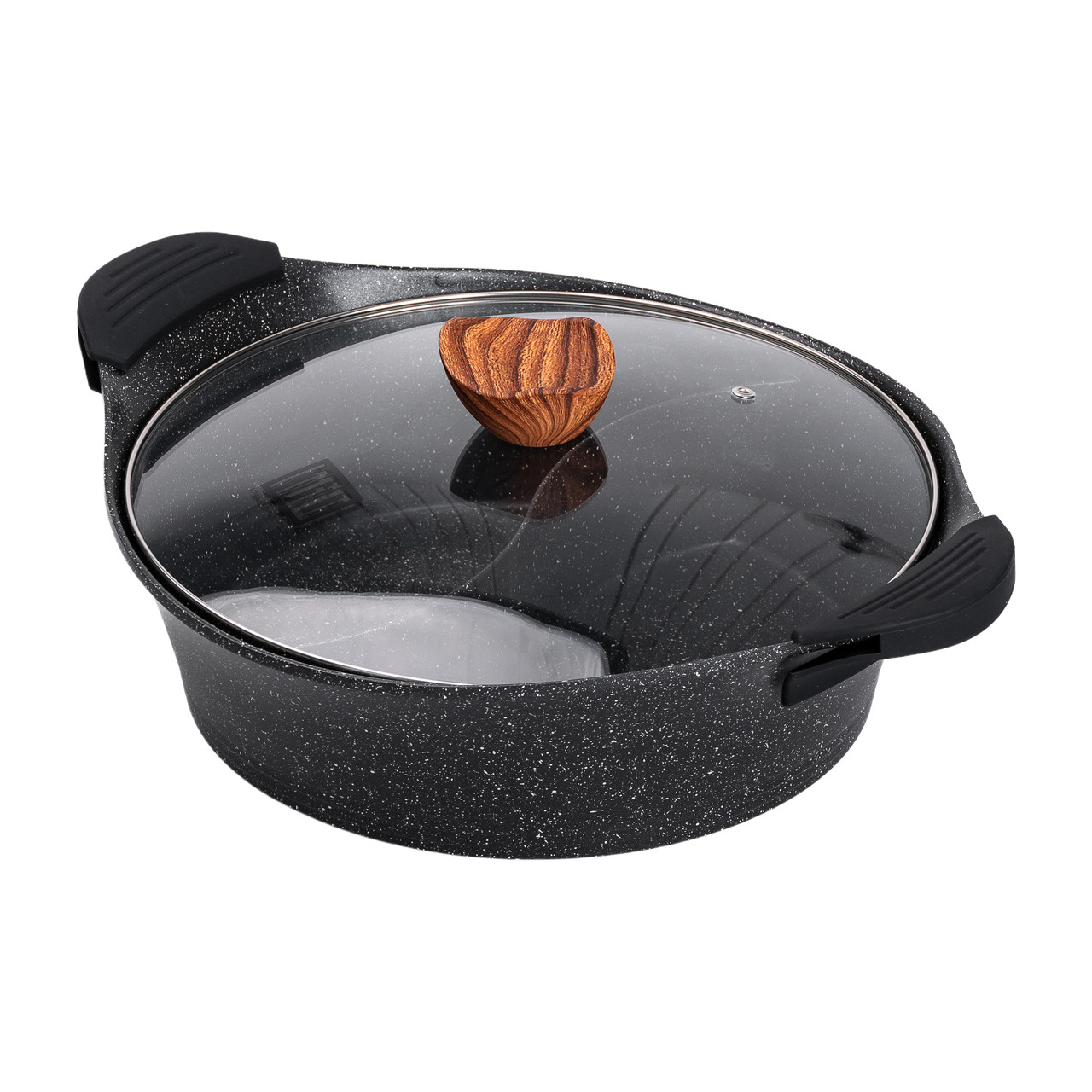 Алюмінієва каструля Ø 30 см 2-ступінчасте мармурове антипригарне покриття Чорний MGC