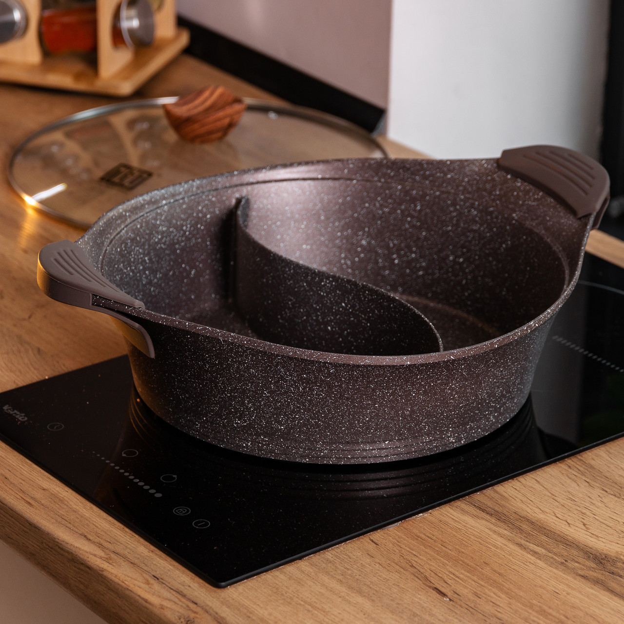 Алюмінієва каструля Ø 30 см, мармурове антипригарне покриття, кавовий MGC