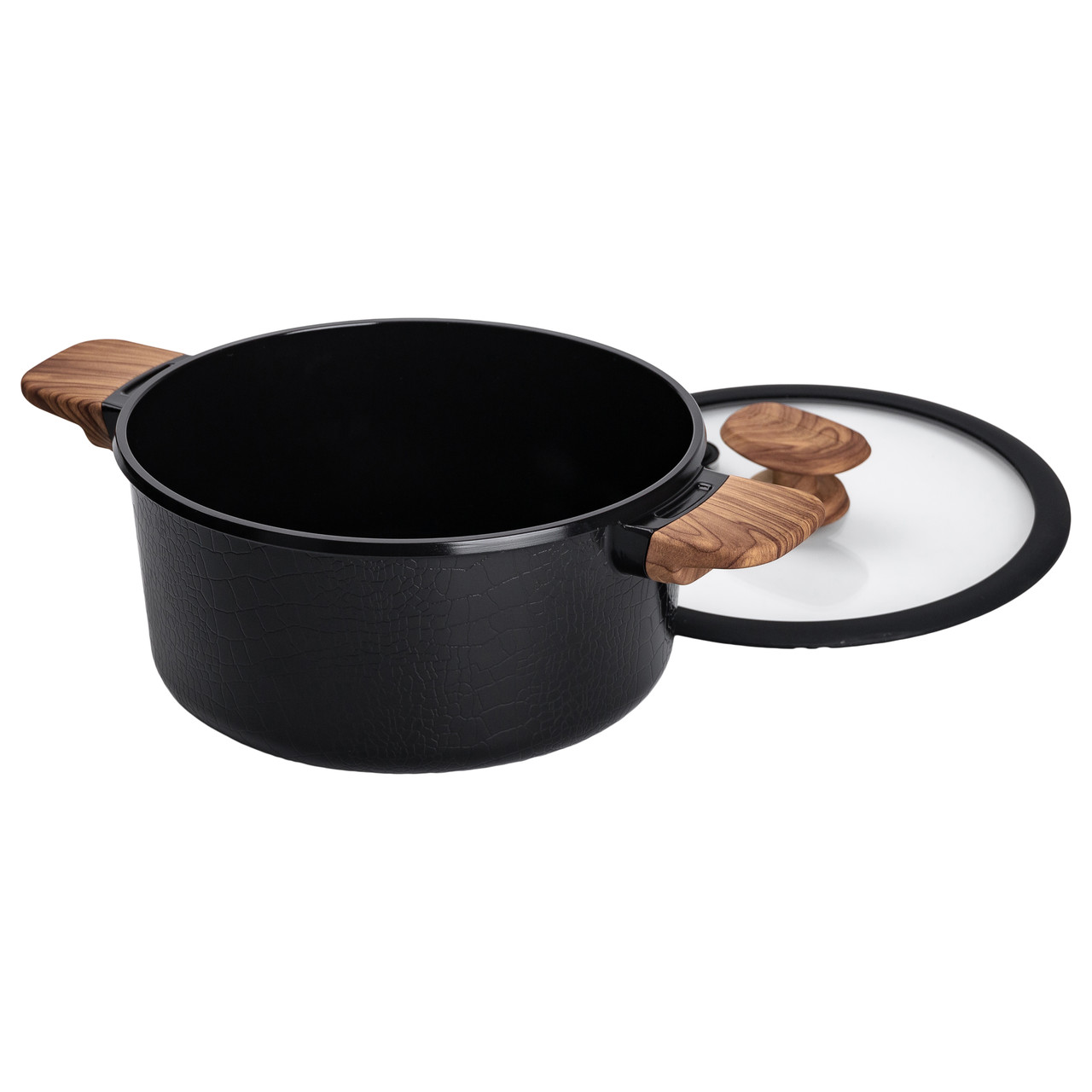 Алюмінієва каструля з керамічним покриттям антипригарним 3 л Ø 24 см чорний MGC