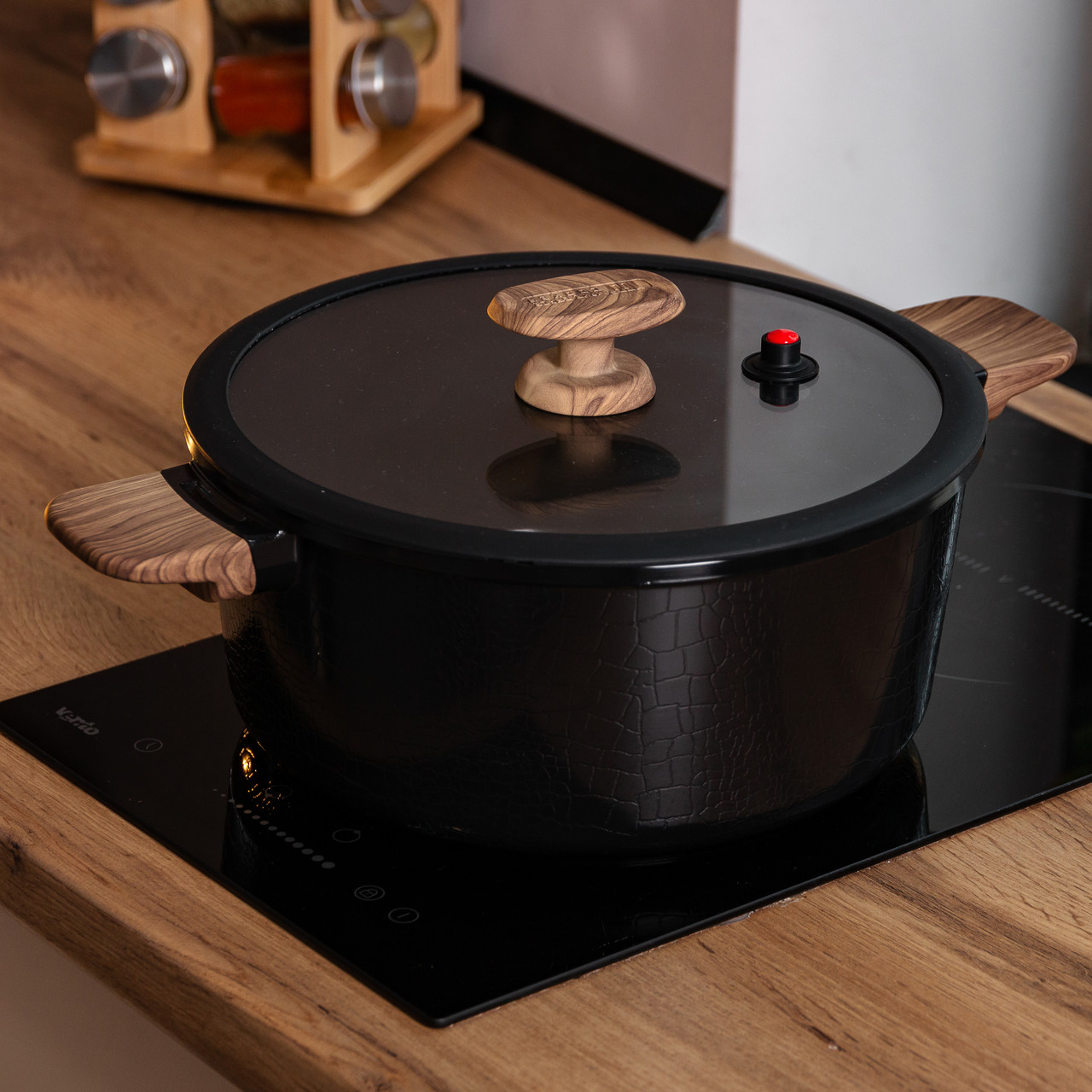 Алюмінієва каструля з керамічним покриттям антипригарним 3 л Ø 24 см чорний MGC