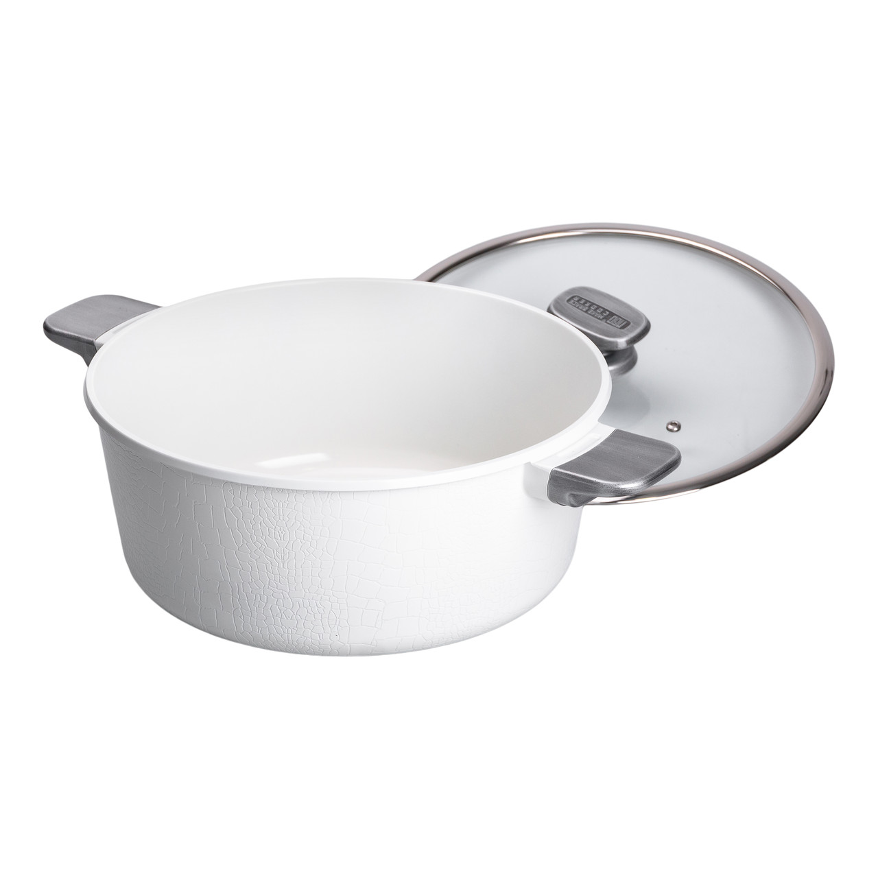 Алюмінієва каструля з керамічним покриттям антипригарним 5 л Ø 30 см біла MGC