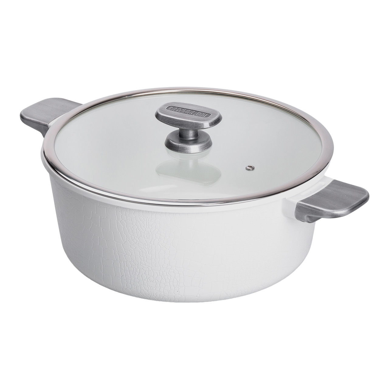 Алюмінієва каструля з керамічним покриттям антипригарним 5 л Ø 30 см біла MGC