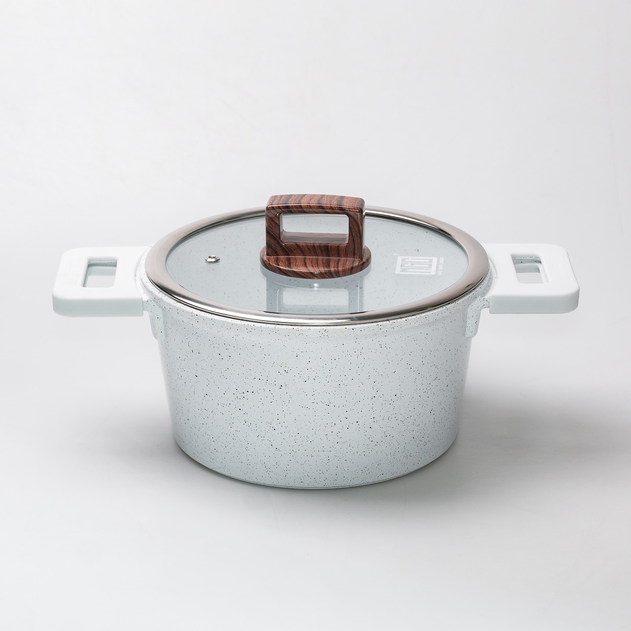 Біла каструля 3 л з литого алюмінію з кришкою та антипригарним покриттям для індукційних плит