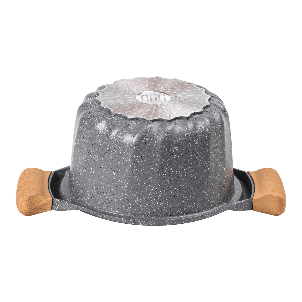 Алюмінієва каструля об'ємом 3 літри з кришкою Ø 20 см. Мармур з антипригарним покриттям MGC сірий