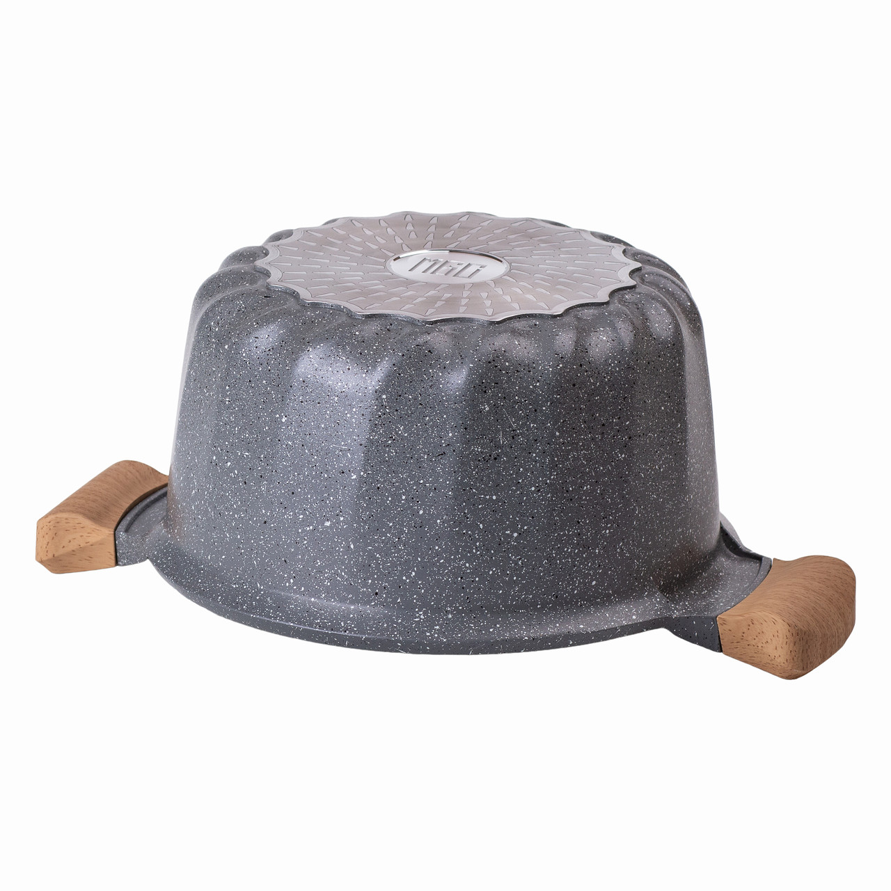 Алюмінієва каструля об'ємом 5 літрів з кришкою Ø 24 см з мармуровим антипригарним покриттям MGC сіра