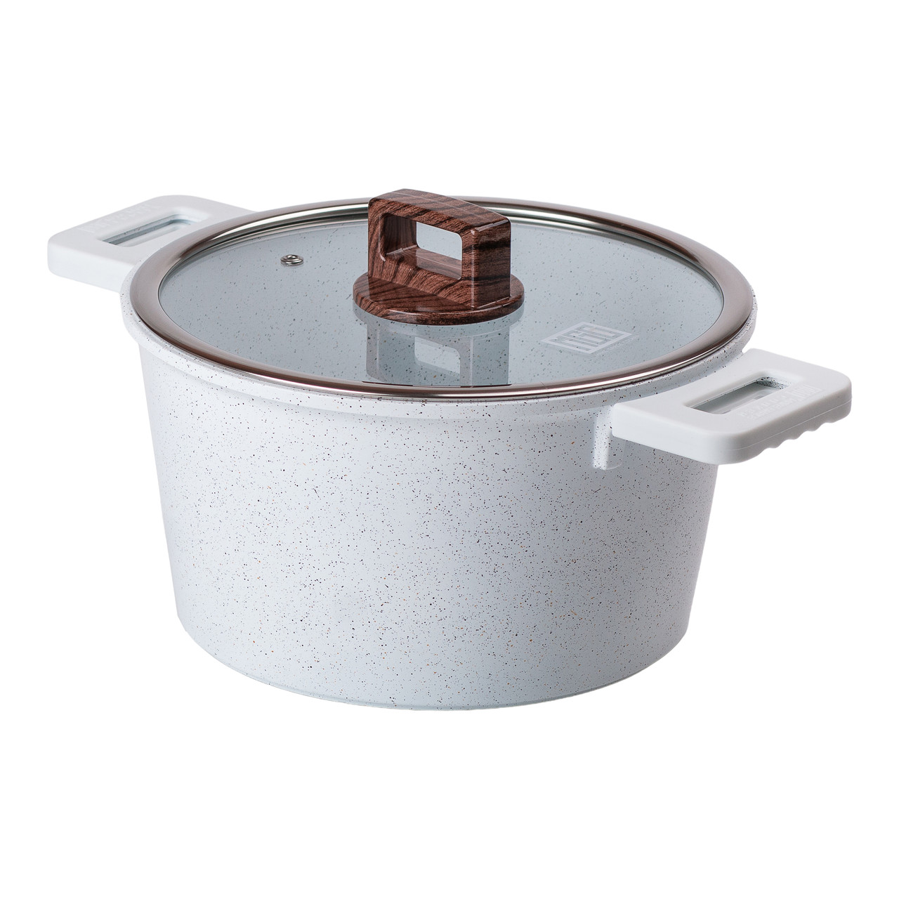 Алюмінієва каструля з керамічним покриттям антипригарним Ø 24 см Біла MGC