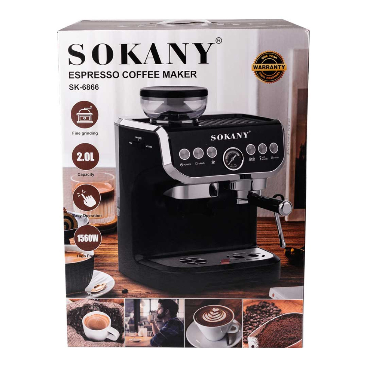Еспресо-машина rапучинатор із кавомолкою gрофесійна електрична еспресо-машина Sokany 2 л