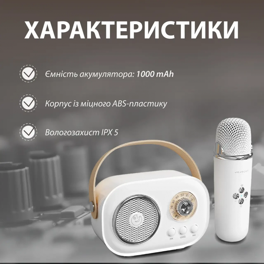 Колонка портативна з мікрофоном C-20 BT/TF/USB/FM 5 Вт Білий