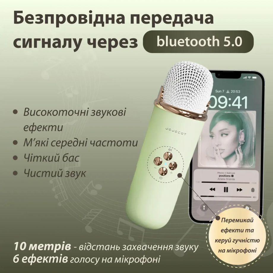 Колонка портативна з мікрофоном C-20 BT/TF/USB/FM 5 Вт Зелений
