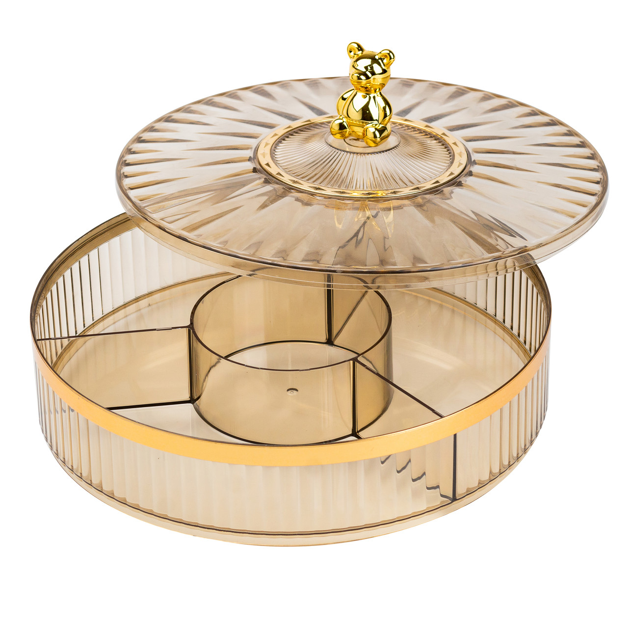 Цукерниця пластикова на 4 відділення кругла 26 см tea color